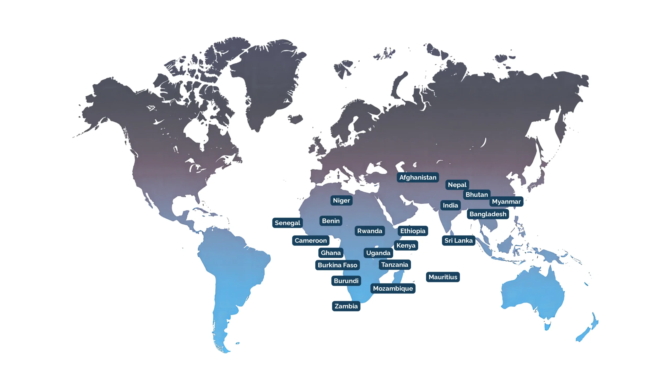 Udyat international footprint world map